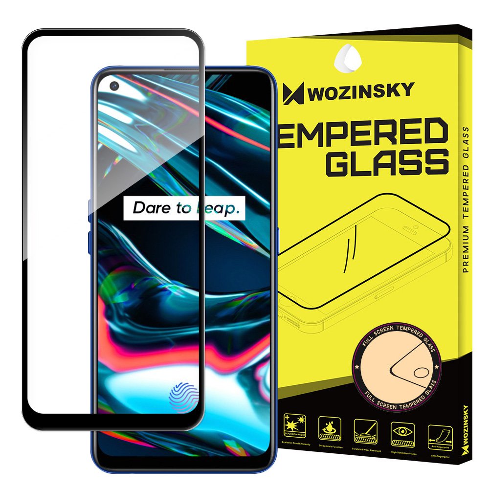 Folie Sticla Wozinsky, Tempered Glass 9H, Full Glue, Compatibil cu Realme 7 Pro, Negru