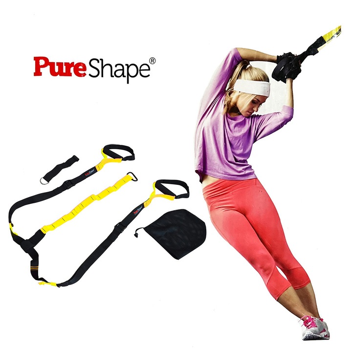 Fitness gumiszalag felfüggesztéshez Pureshape LAST-FITN-OKACH-BKYL, fekete/sárga