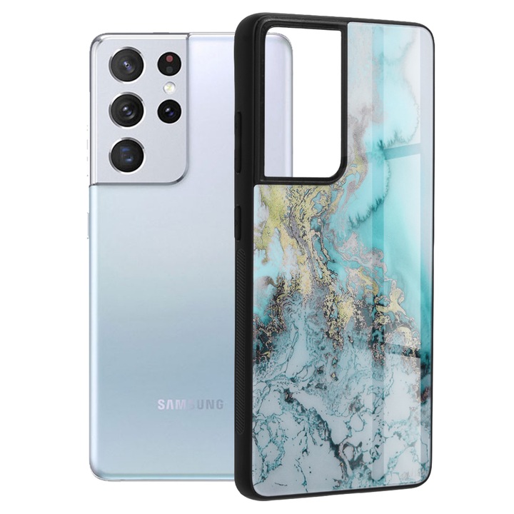 Кейс за Samsung Galaxy S21 Ultra 5G, Techsuit Glaze Series, Blue Ocean