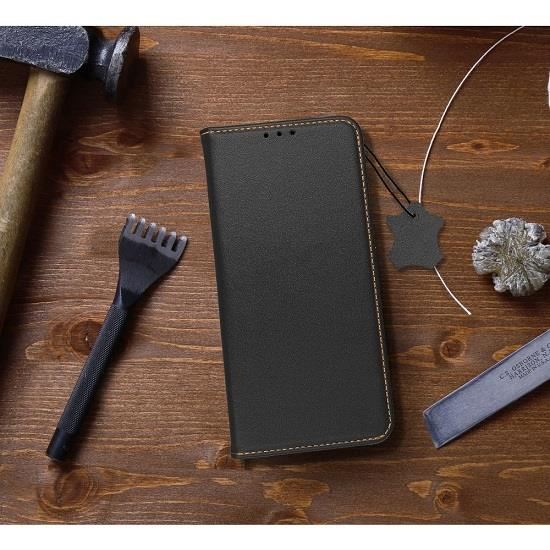 Husa Flip Piele Naturala Compatibila cu Xiaomi Redmi Note 10 Pro - Forcell Smart Pro Negru
