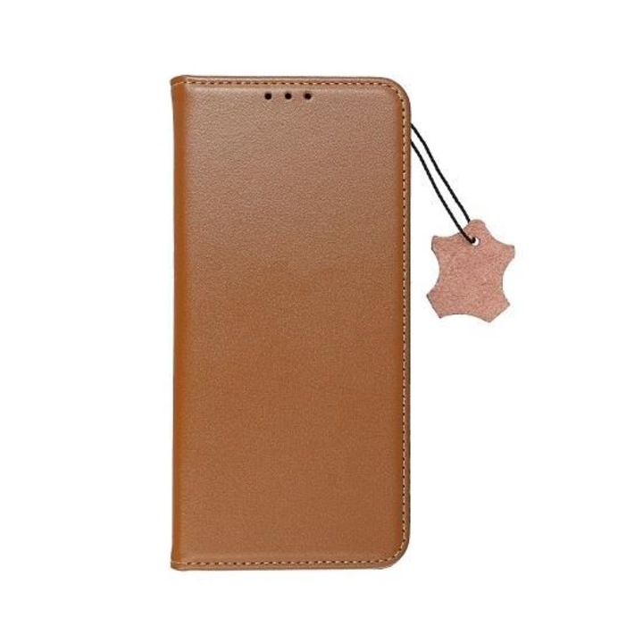 Естествен кожен капак Flip Cover, съвместим с Samsung Galaxy A72 4G - Forcell Smart Pro Brown