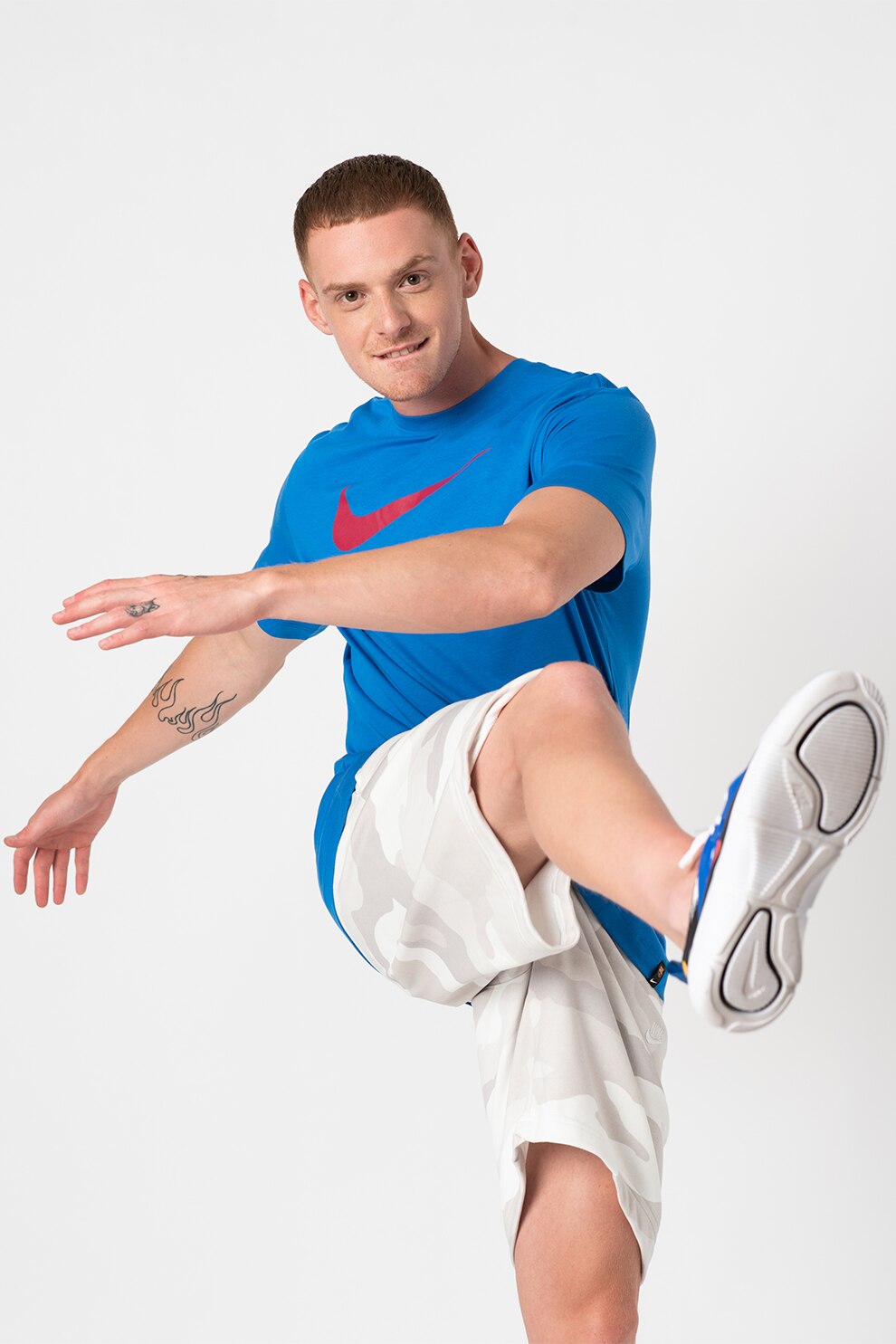 Nike, Tricou de bumbac, cu logo pentru fotbal, Albastru royal