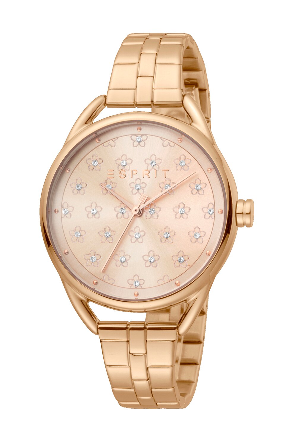 Esprit, Ceas de otel inoxidabil cu model floral pe cadran, Auriu