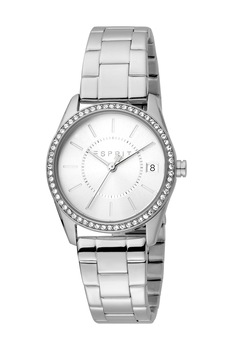Esprit, Ceas analog cu cristale pe coroana, Argintiu Esprit, Ceas analog cu cristale pe coroana, Argintiu