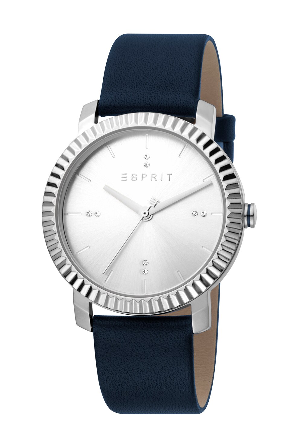 Esprit, Ceas rotund cu o curea de piele, Bleumarin inchis/Argintiu