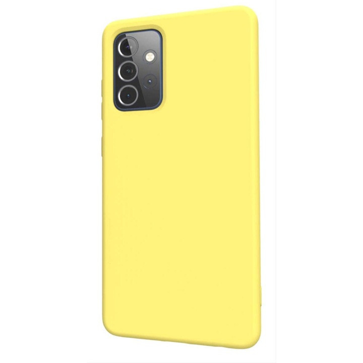Védőtok Samsung Galaxy A72-hez, ultravékony szilikon, sárga, selyem tapintású, bársony belsővel