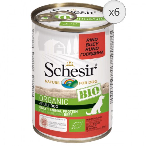 Hrana umeda pentru caini Schesir Bio, Vita, 6 x 400 g