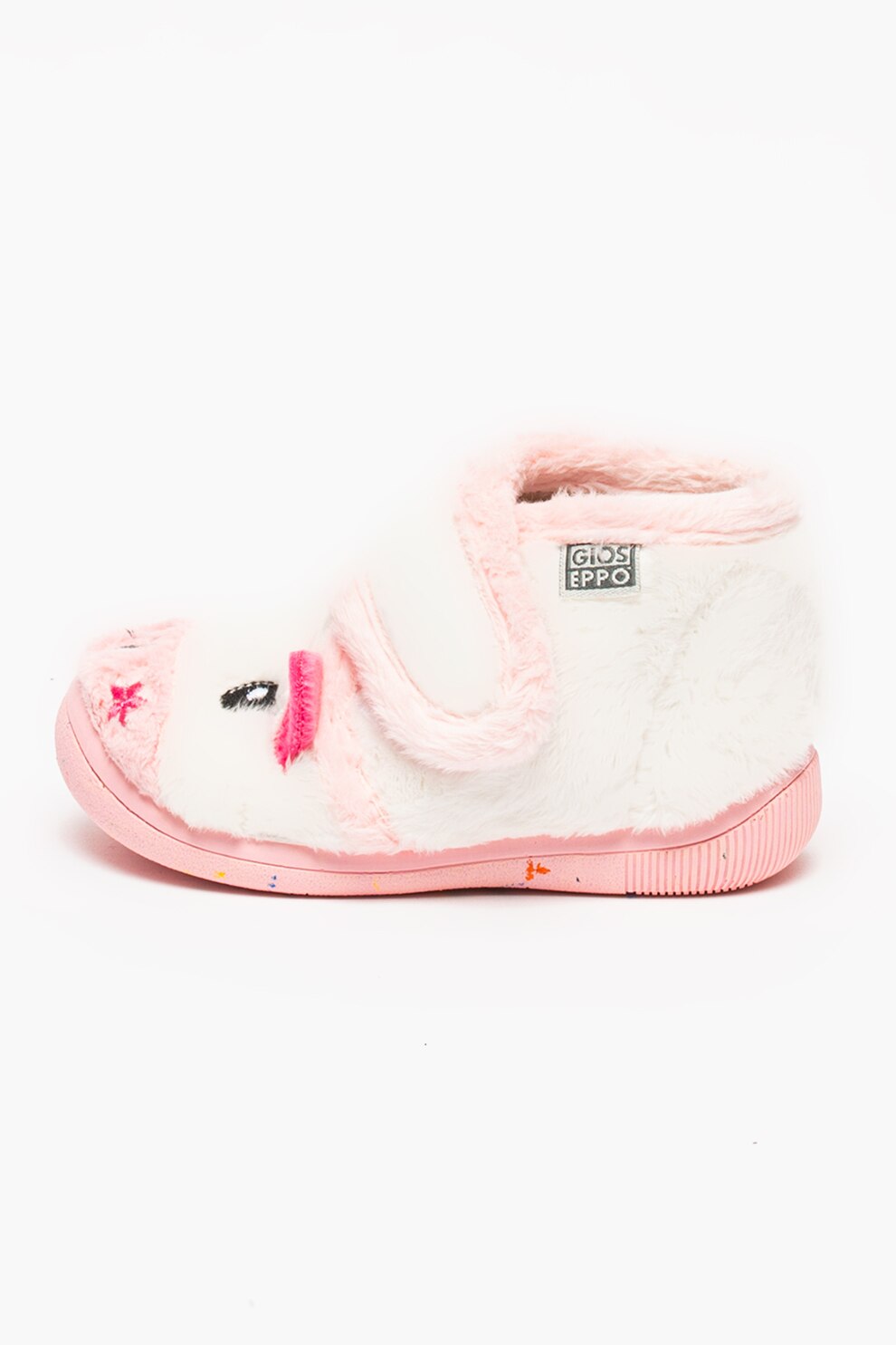 Gioseppo, Pantofi cu inchidere velcro si aspect pufos Mader, Alb/Roz
