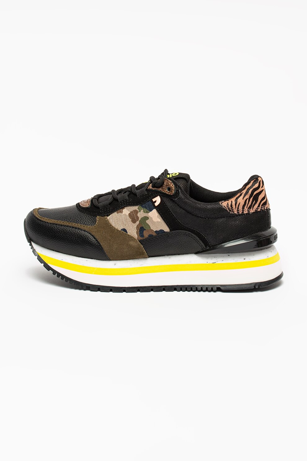 Gioseppo, Pantofi sport flatform cu model colorblock Gloppen, Negru/Verde/Corai