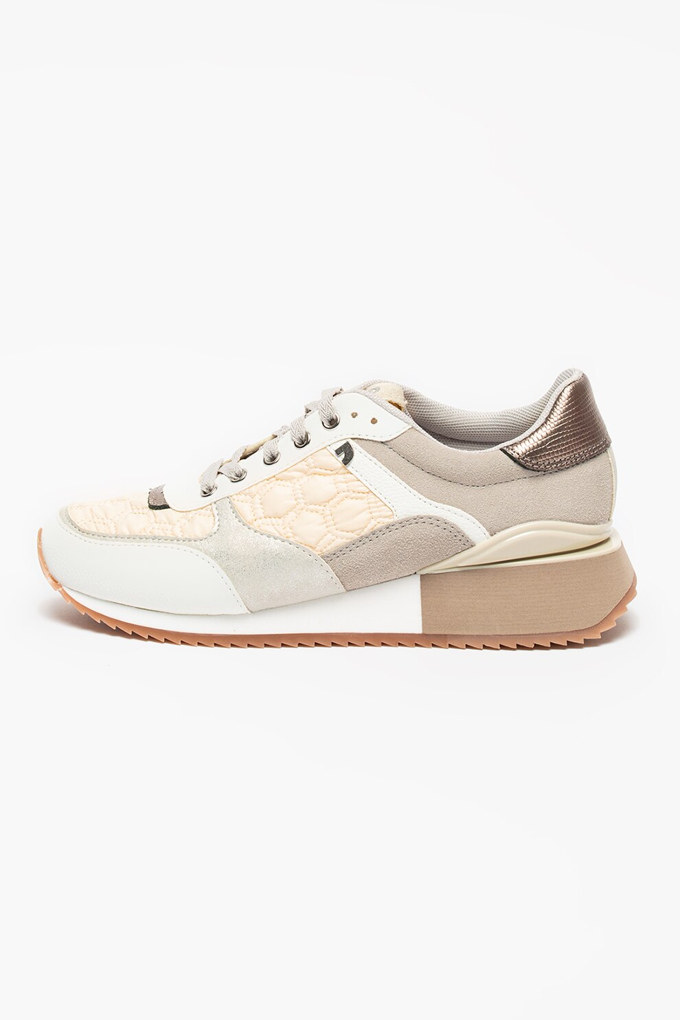 Gioseppo, Pantofi sport cu talpa wedge Engerdal, Grej/roz piersica/alb