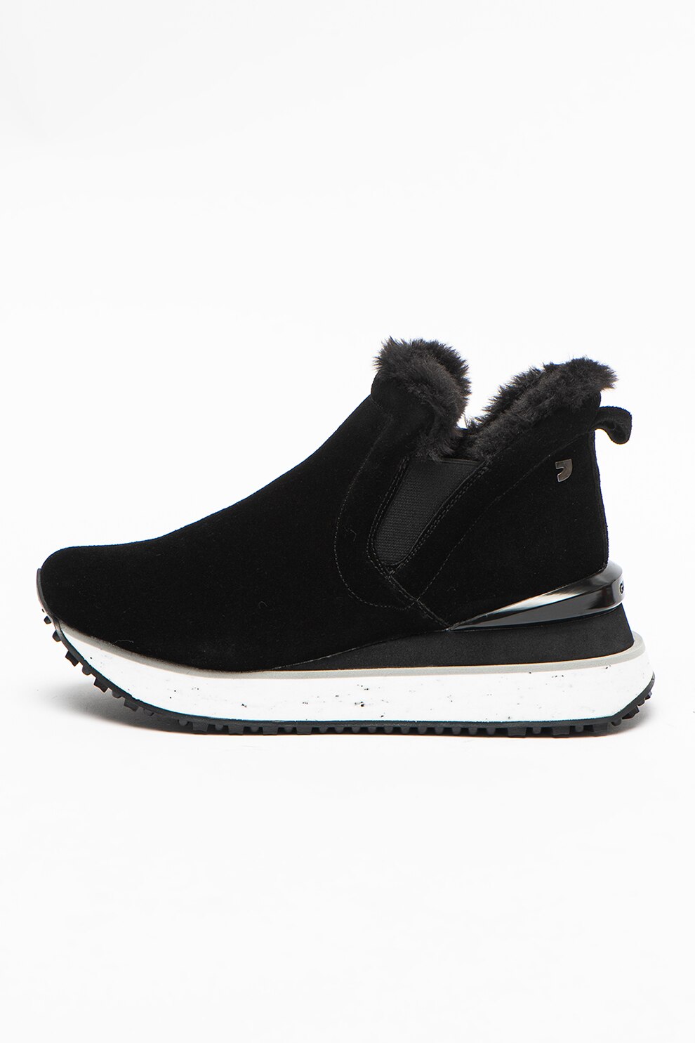 Gioseppo, Pantofi sport slip-on wedge de piele intoarsa Vaksdal, Negru, 38