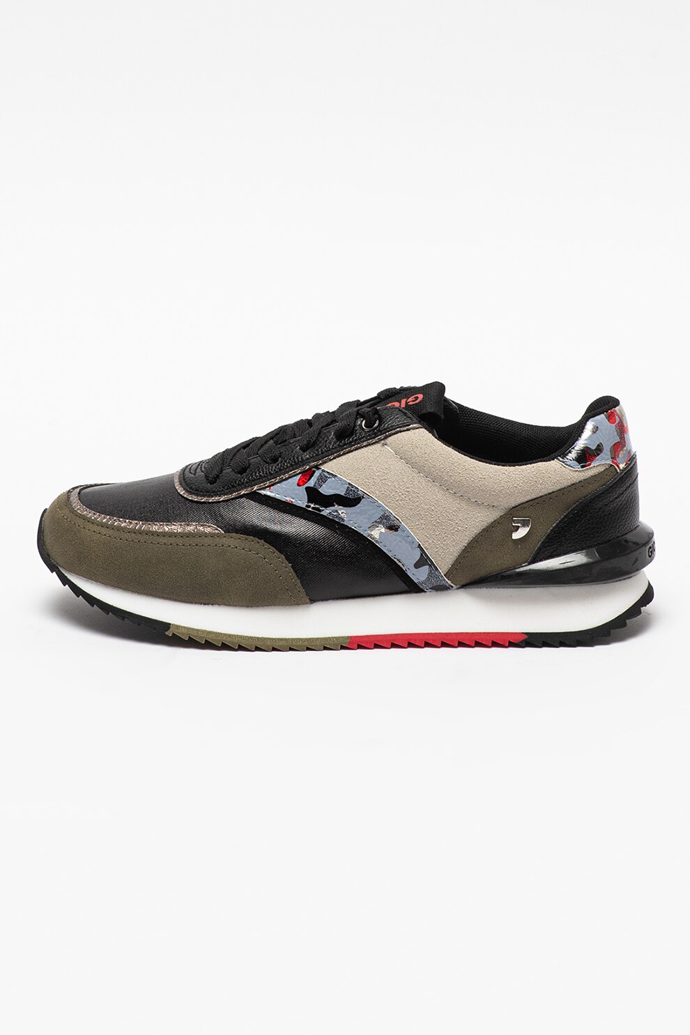 Gioseppo, Pantofi sport cu detaliu logo Amot, Negru/Verde militar