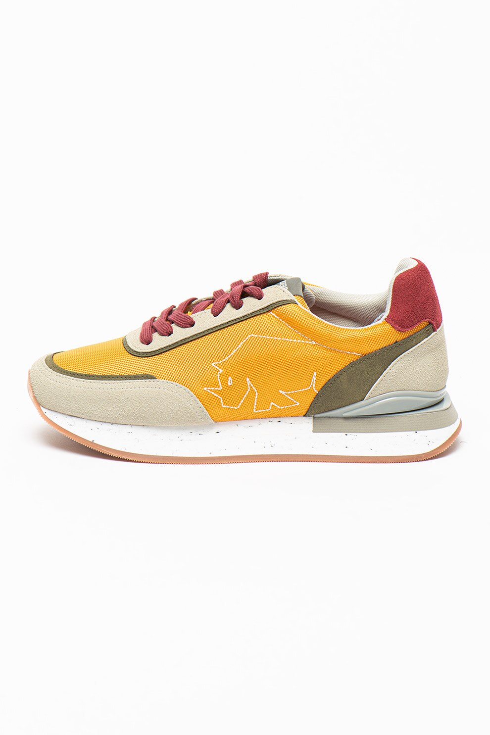 Gioseppo, Pantofi sport cu garnituri din piele ecologica Egedal, Galben mustar/Gri
