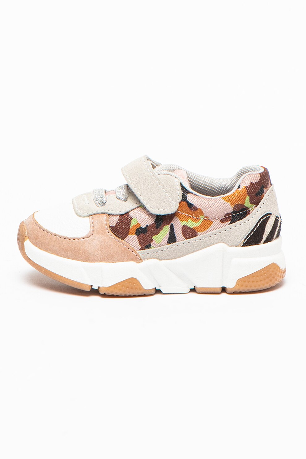 Gioseppo, Pantofi sport cu detaliu animal print, Roz prafuit/Alb/Gri