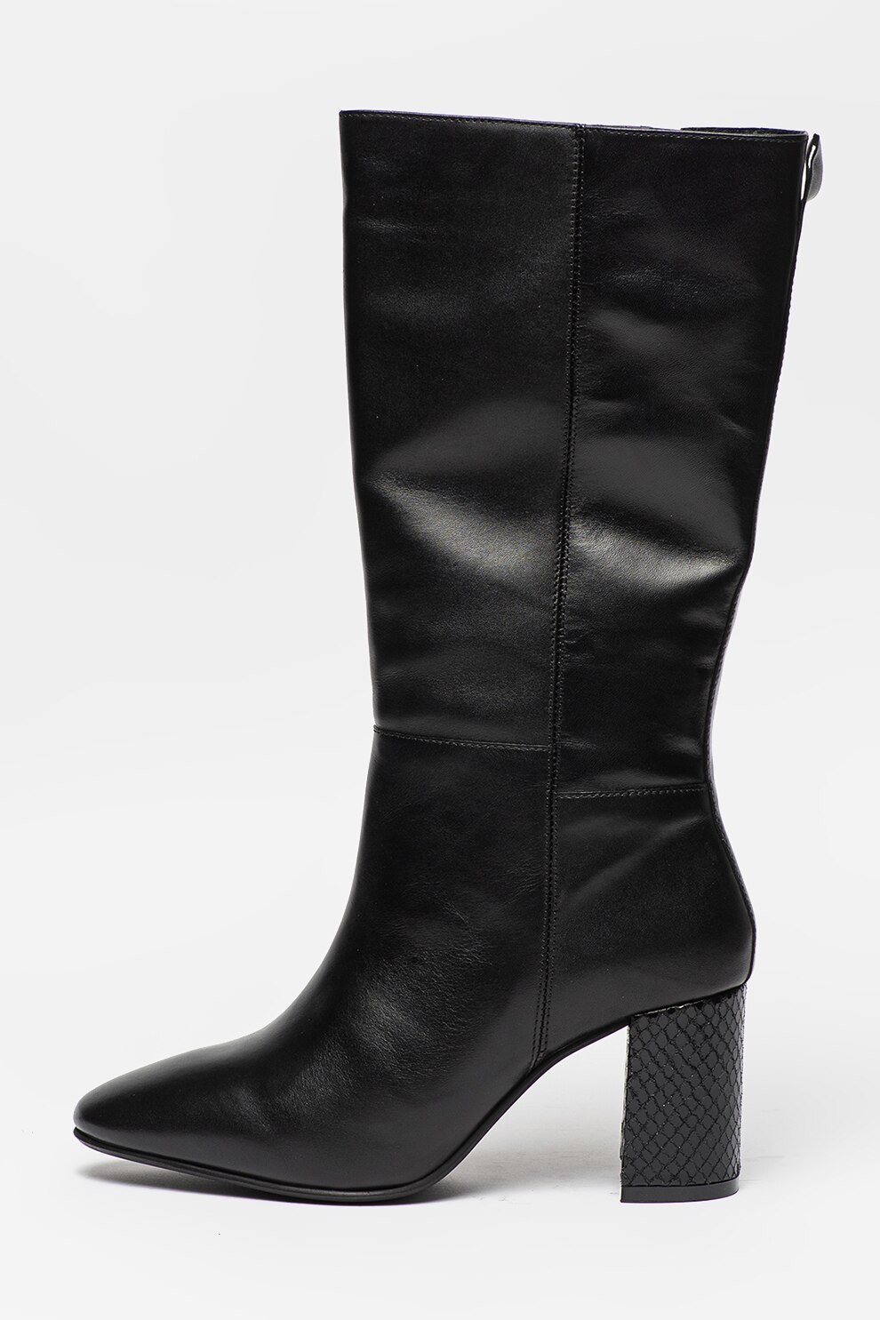 Gioseppo, Cizme din piele cu varf ascutit si toc masiv Azazga, Negru