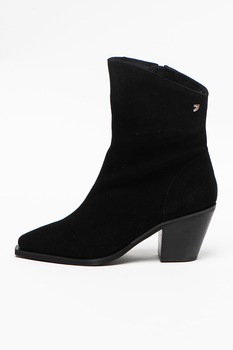 Gioseppo, Botine de piele intoarsa cu toc masiv Jijel, Negru Gioseppo, Botine de piele intoarsa cu toc masiv Jijel, Negru