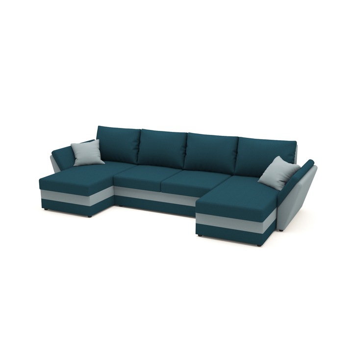 Canapea extensibila Palma Albastru, U Shape, 325 x 140 x 90 cm