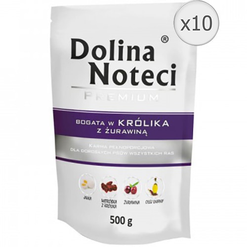 Hrana umeda pentru caini Dolina Noteci, Iepure si Merisoare, 10 x 500 g
