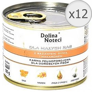 Hrana umeda pentru caini Dolina Noteci Mini, Fazan si Dovleac, 12 x 185 g Hrana umeda pentru caini Dolina Noteci Mini, Fazan si Dovleac, 12 x 185 g