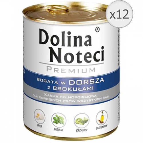 Hrana umeda pentru caini Dolina Noteci, Cod si Brocoli 12 x 800 g