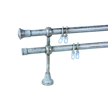 Set galerie dubla metalica, lungime intre 251 si 300 cm, culoare alb auriu - design modern Set galerie dubla metalica, lungime intre 251 si 300 cm, culoare alb auriu - design modern