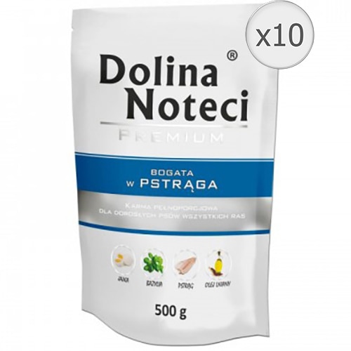 Hrana umeda pentru caini Dolina Noteci, Pastrav, 10 x 500 g
