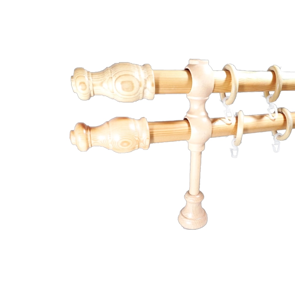 Set galerie dubla lemn lungime intre 251 si 300 cm, culoare natur - design natur