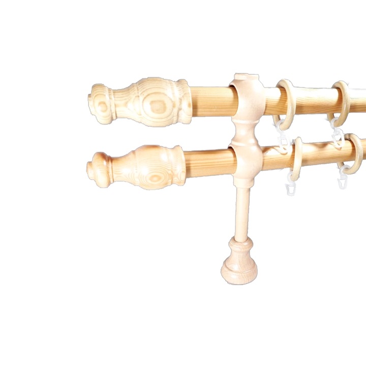 Set galerie dubla lemn lungime intre 51 si 100 cm, culoare natur - design natur