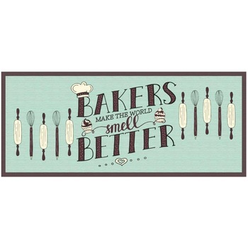 Covor bucatarie, Quasar & Co., antiderapant, model Bakers, 50 x 100 cm, grosime 4 mm, poliester, turcoaz Covor bucatarie, Quasar & Co., antiderapant, model Bakers, 50 x 100 cm, grosime 4 mm, poliester, turcoaz