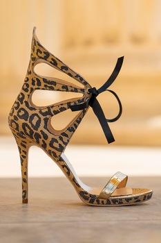 CONDUR by alexandru, Sandale de piele cu barete multiple si animal print Desiree, Maro camel/Negru CONDUR by alexandru, Sandale de piele cu barete multiple si animal print Desiree, Maro camel/Negru
