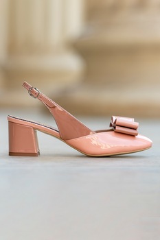 CONDUR by alexandru, Pantofi slingback de piele lacuita Joy, Roz piersica/Roz prafuit CONDUR by alexandru, Pantofi slingback de piele lacuita Joy, Roz piersica/Roz prafuit