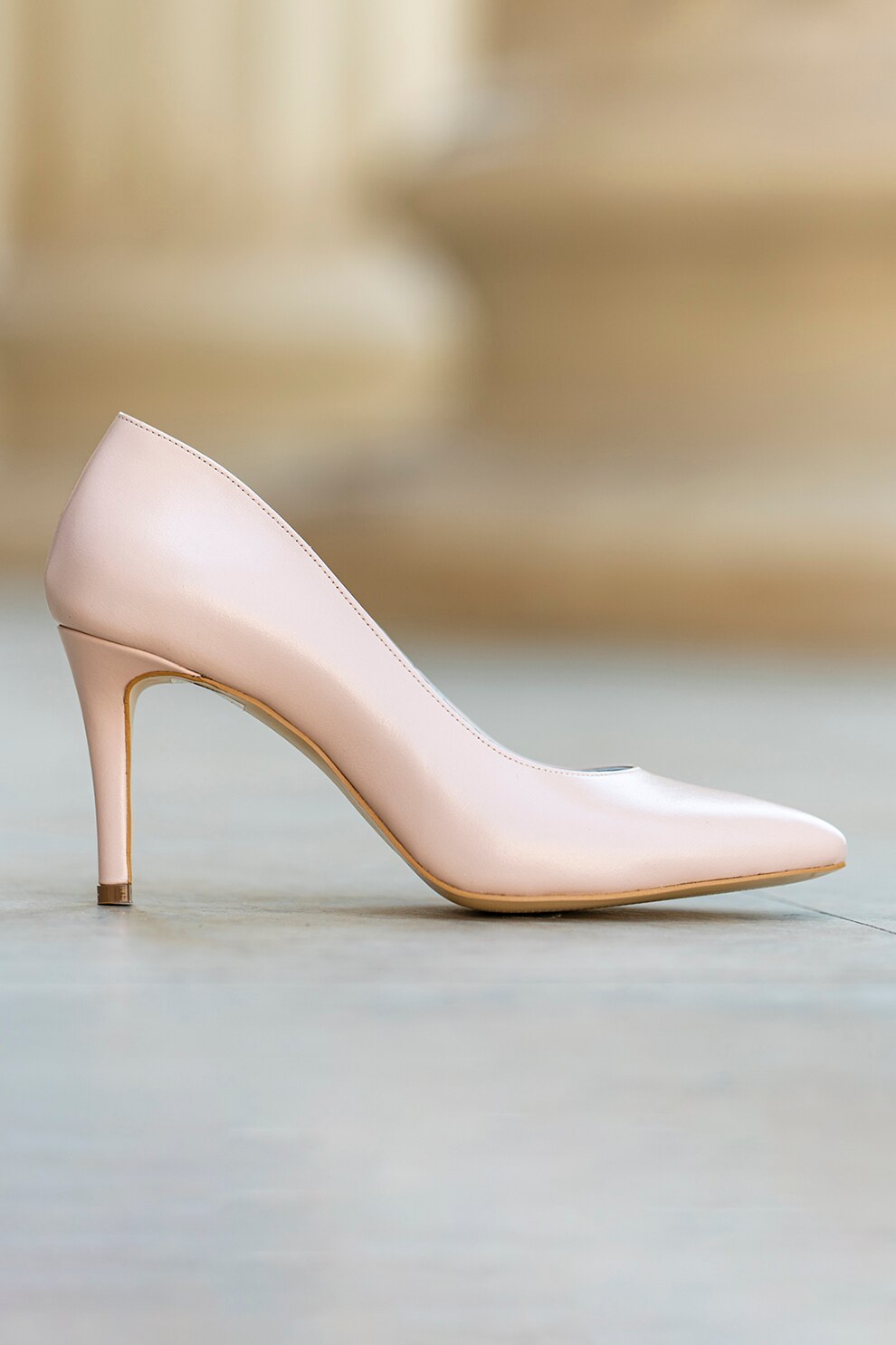 CONDUR by alexandru, Pantofi de piele cu toc inalt, Alb fildes
