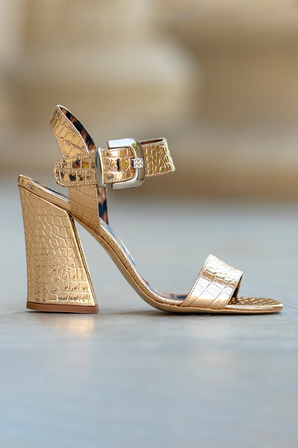 CONDUR by alexandru, Sandale de piele cu toc inalt Fiona, Auriu, 36