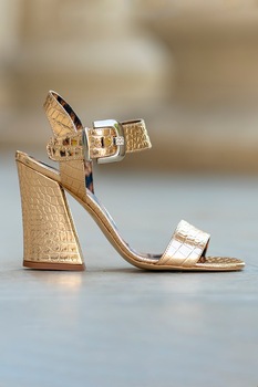 CONDUR by alexandru, Sandale de piele cu toc inalt Fiona, Auriu, 36 CONDUR by alexandru, Sandale de piele cu toc inalt Fiona, Auriu, 36