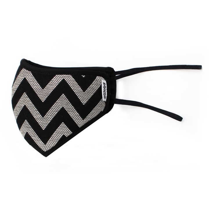 Masca faciala, Pijama, ZIG ZAG L, Poliester, Negru/Alb