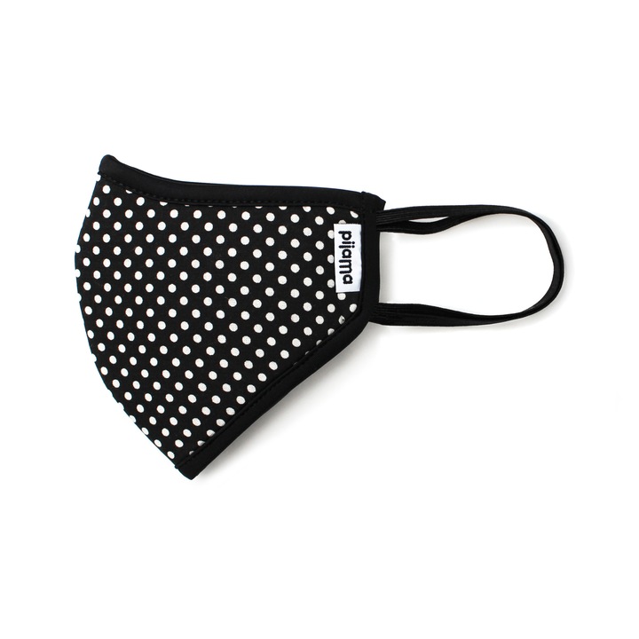 Masca faciala, Pijama, DOTTY SMALL M, Poliester, Negru/Alb