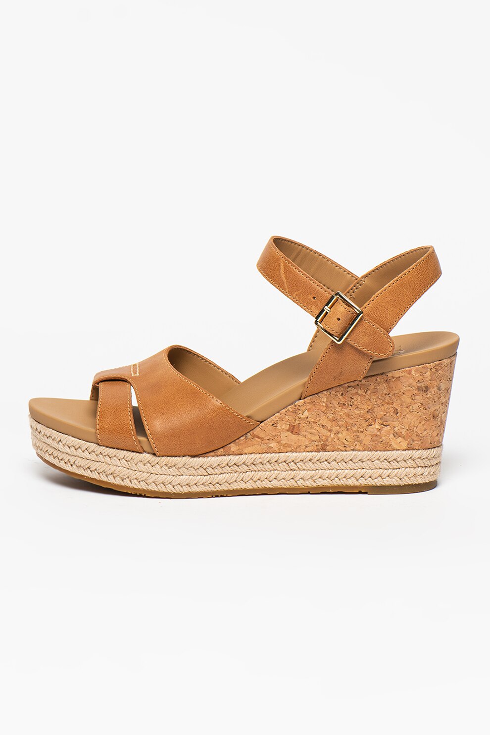 UGG, Sandale wedge de piele Cloverdale, Scortisoara, 36