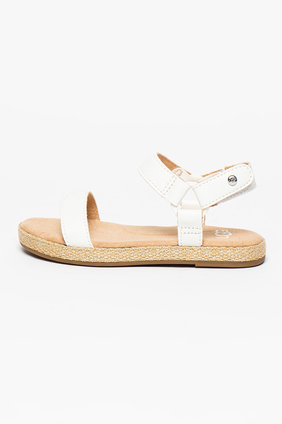 UGG, Sandale de piele ecologica cu velcro Rynell, Alb