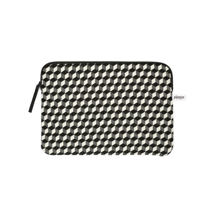 Husa pentru laptop 13 inch, Pijama, OPTICAL CHECK, Negru/Alb