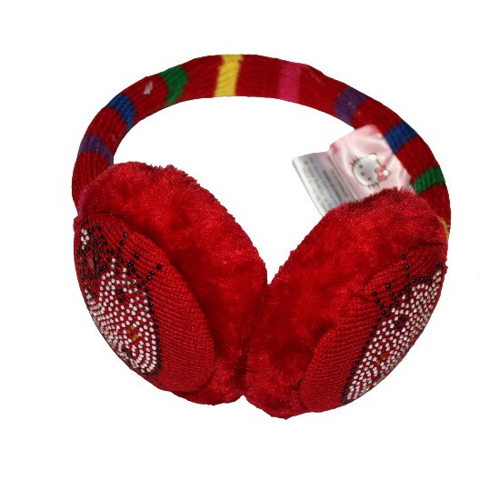 Urechi Hello Kitty, rosii cu dungi colorate