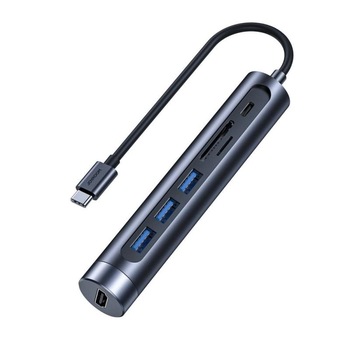 Adaptor HUB 7-in-1 Joyroom S-H112, USB-C - 3x USB 3.0, 1x USB-C, 1x HDMI, 1x SD, 1x Micro SD, Grey Adaptor HUB 7-in-1 Joyroom S-H112, USB-C - 3x USB 3.0, 1x USB-C, 1x HDMI, 1x SD, 1x Micro SD, Grey
