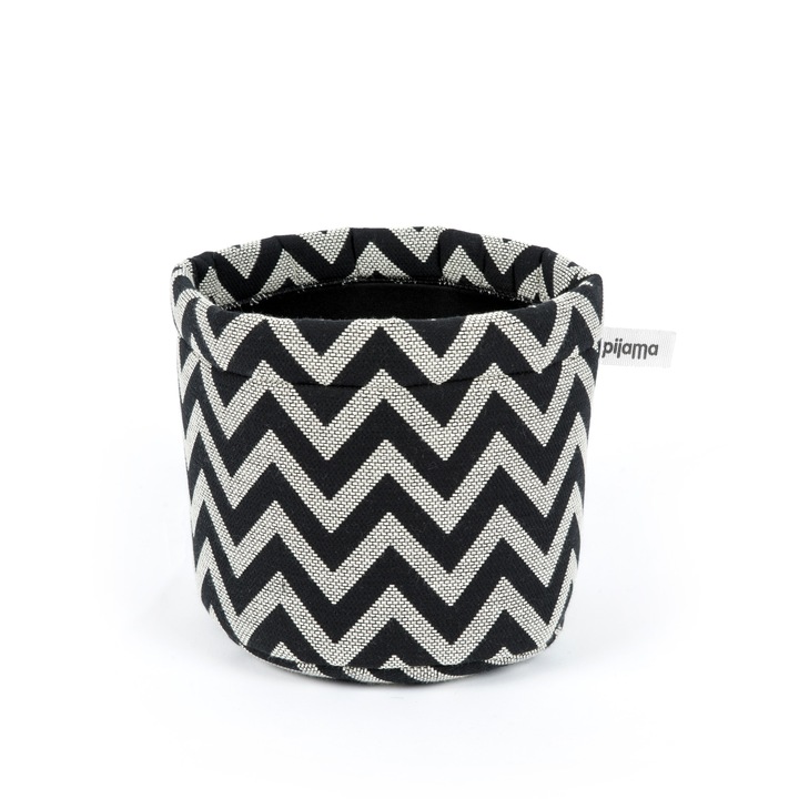 Masca ghiveci, Pijama, CACHEPOT M ZIG ZAG, Textil, Negru/Alb