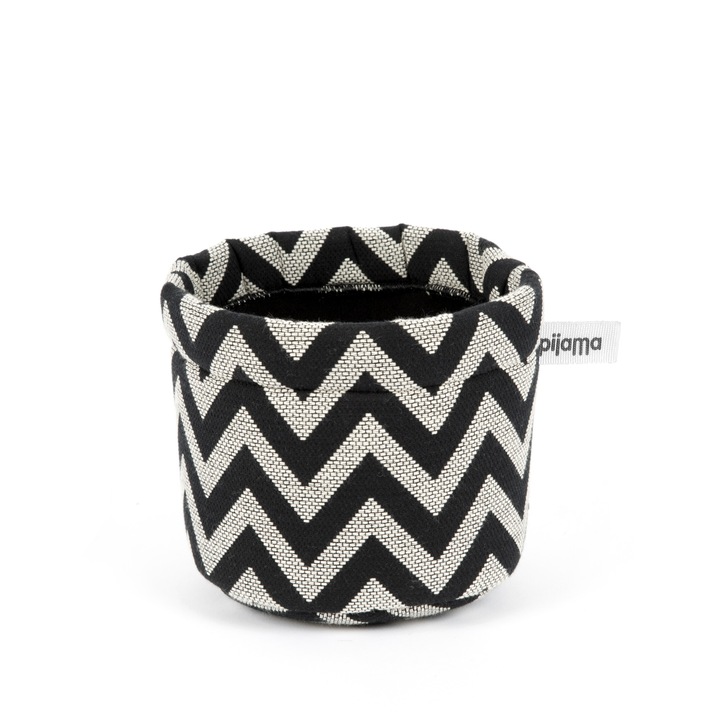 Masca ghiveci, Pijama, CACHEPOT S ZIG ZAG, Textil, Negru/Alb