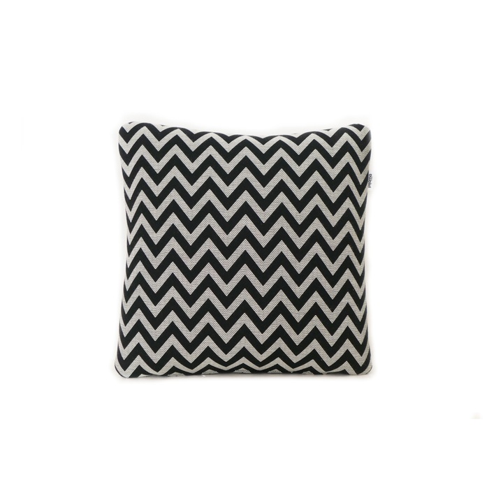 Perna decorativa, Pijama, ZIG ZAG, Negru/Alb, 40x40 cm