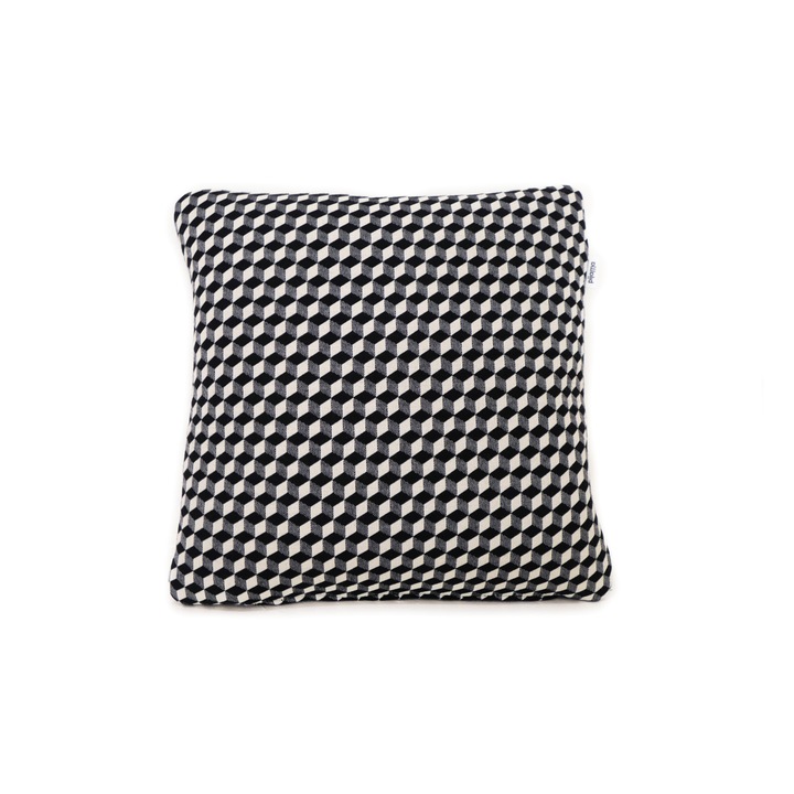 Perna decorativa, Pijama, OPTICAL CHECK, Negru/Alb, 40x40 cm