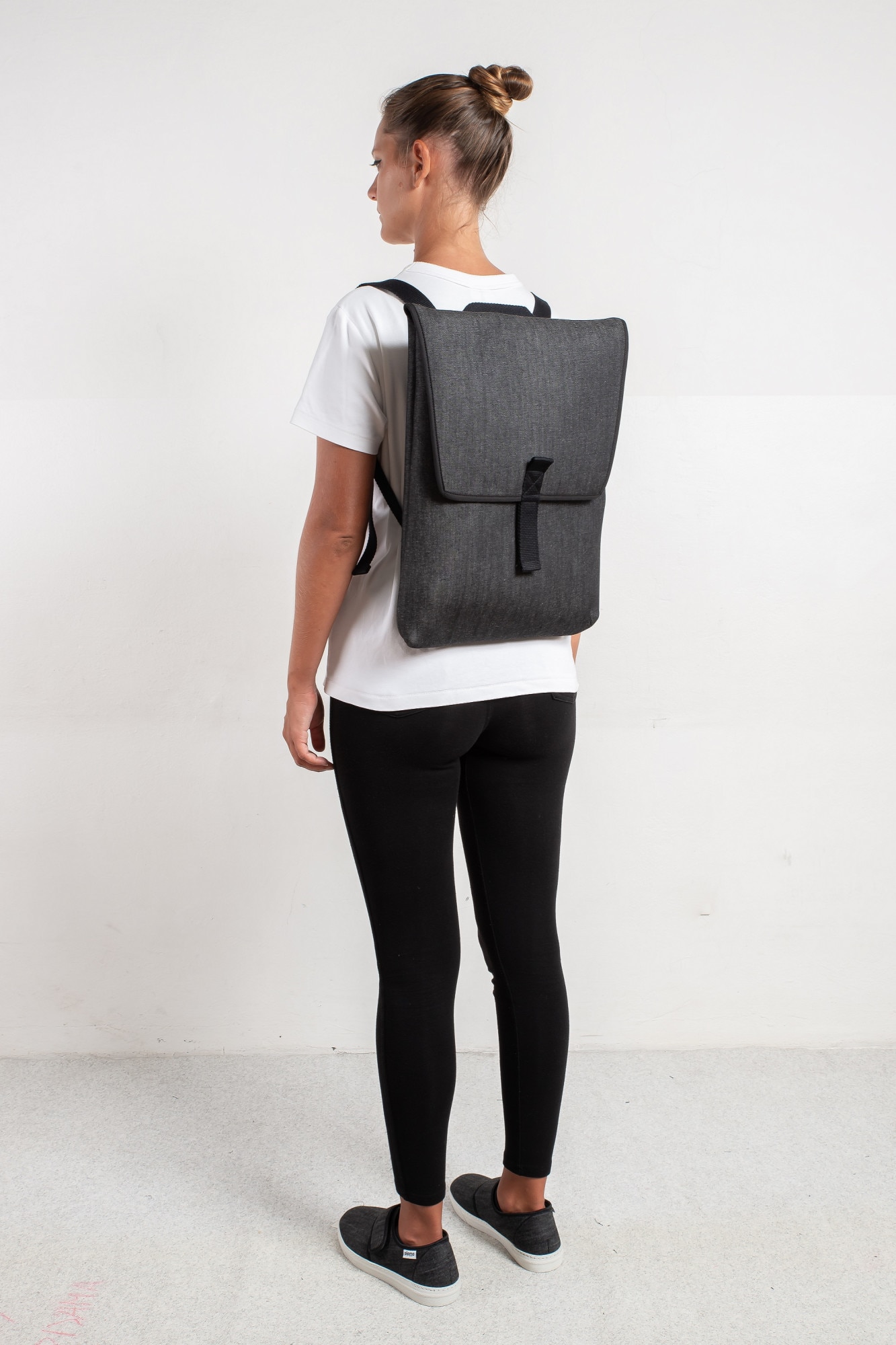 Rucsac dama, Pijama, DENIM, Negru, 44 x 31 x 10