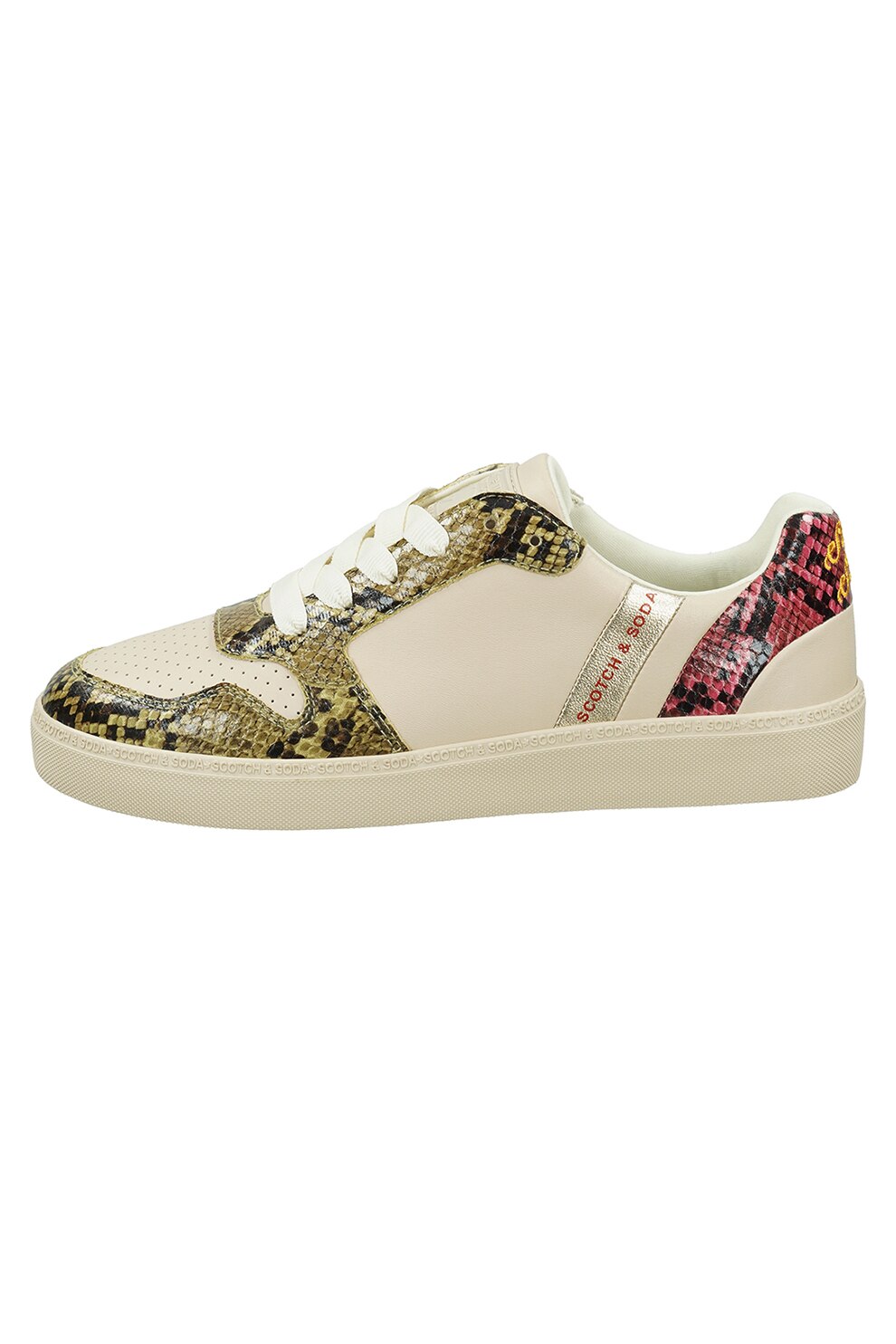 Scotch & Soda, Pantofi sport low-cut de piele, Bej