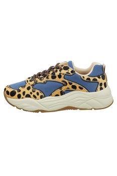 Scotch & Soda, Pantofi sport cu insertii de piele cu par scurt, Galben/Albastru lavanda Scotch & Soda, Pantofi sport cu insertii de piele cu par scurt, Galben/Albastru lavanda