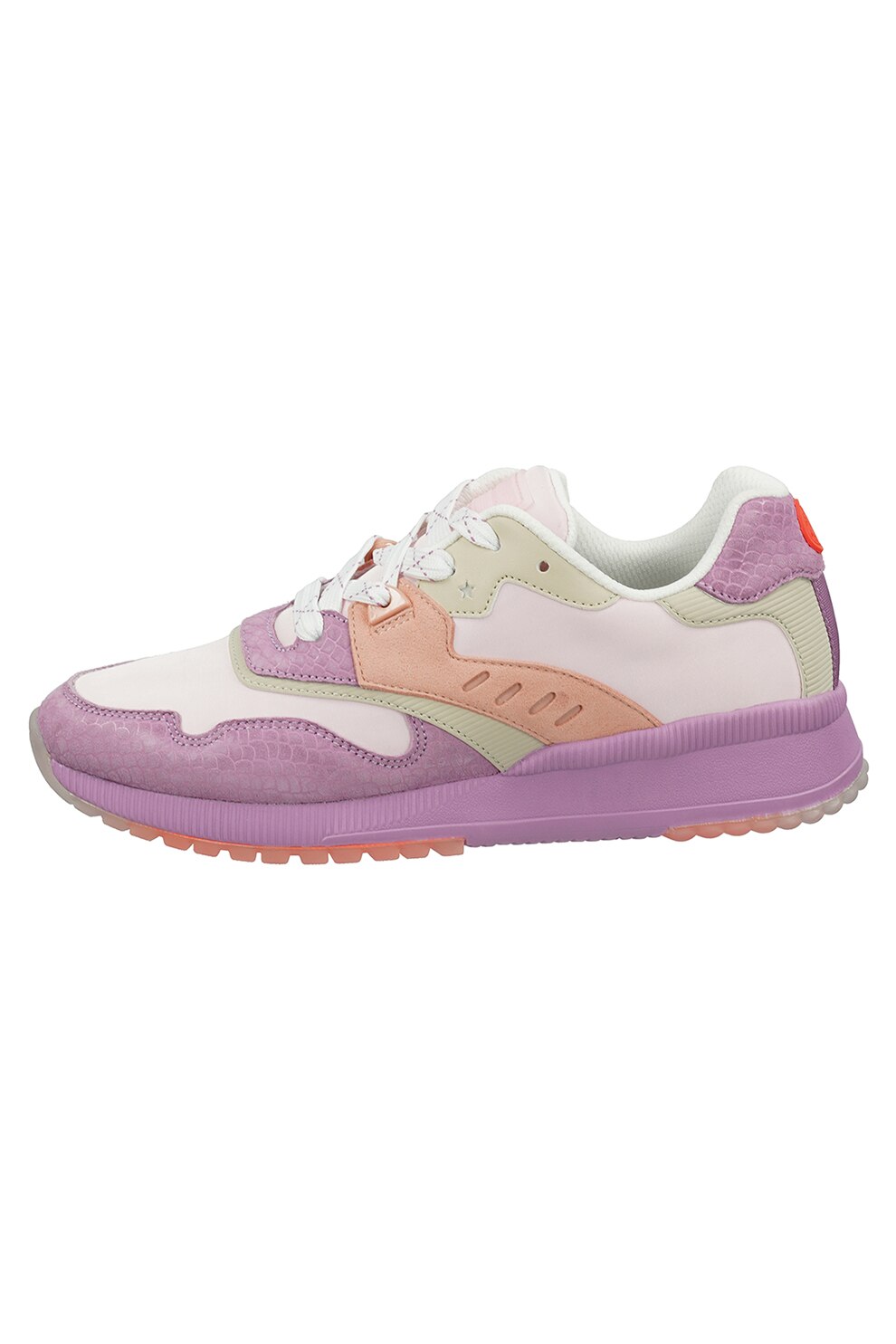 Scotch & Soda, Pantofi sport cu aspect colorblock, Alb/Lila