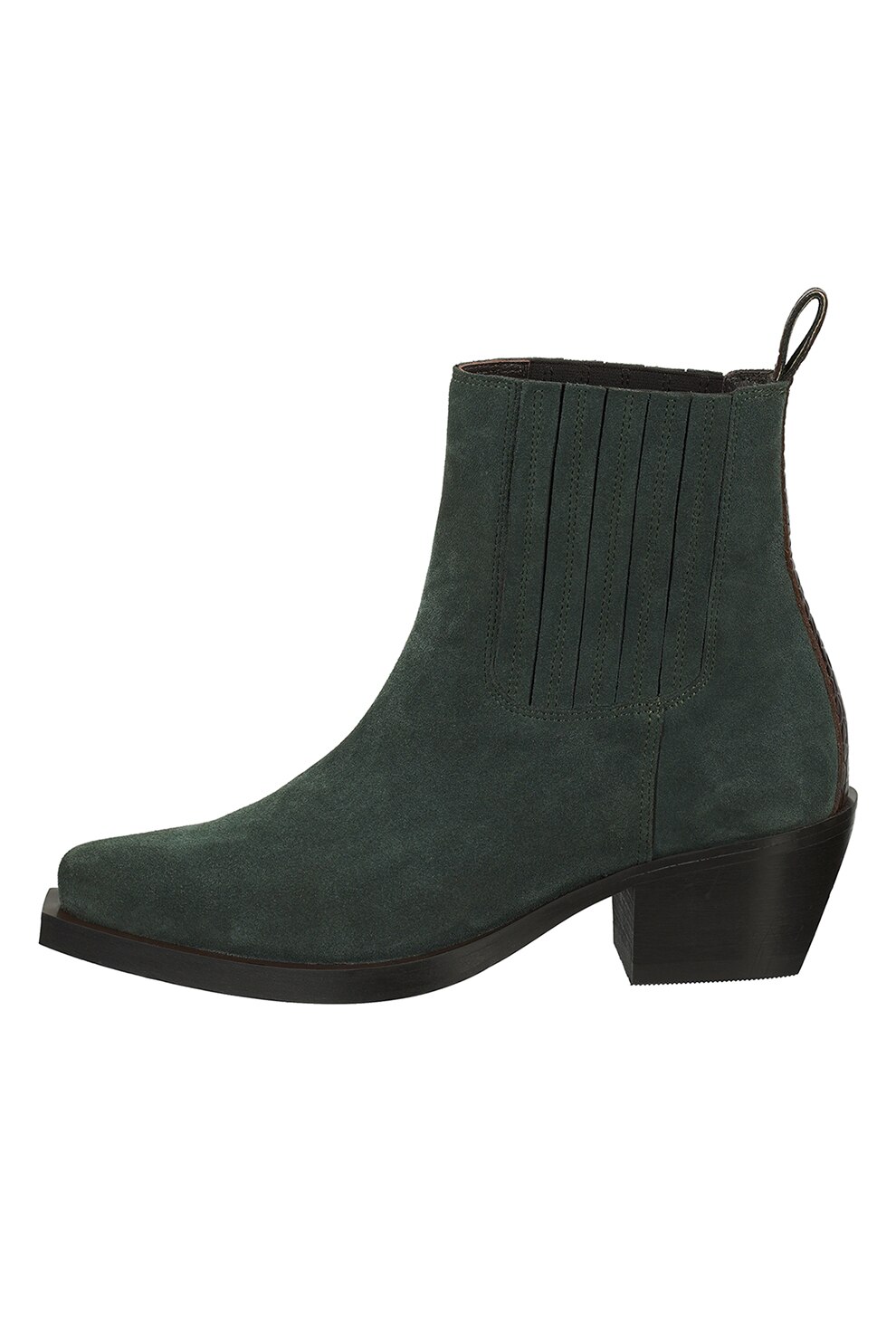 Scotch & Soda, Botine cowboy de piele intoarsa cu garnitura de piele, Verde englez